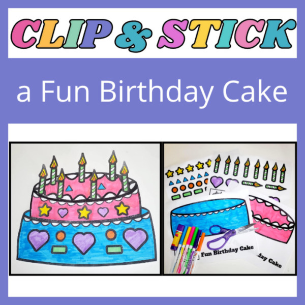 Cut and Paste a Fun Birthday Cake Fine Motor Activity
