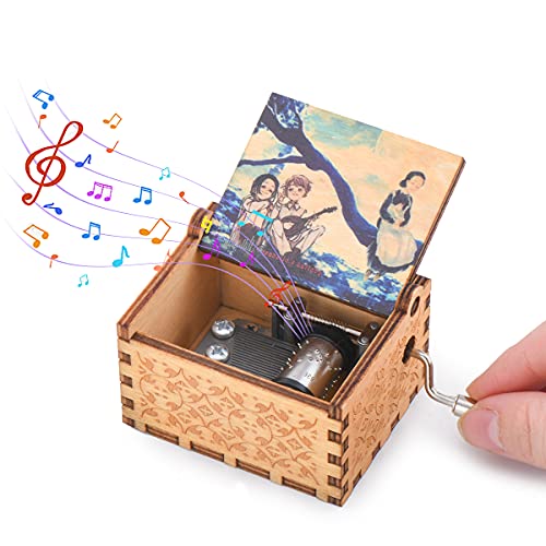 Wood Musical Box, The Promised Neverland Music Box Wooden Musical Instrument with Melody Isabella’s Lullaby Gift for Birthday Anniversary Holiday (Style 2)
