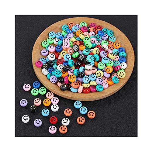 300 PCS Mixed Smiley Face Beads – Colourful Smiling Face Acrylic Loose Spacer Beads Charms for Jewelry Making – Happy Face Spacer Beads for DIY Handmade Bracelet Necklace Craft Accessories