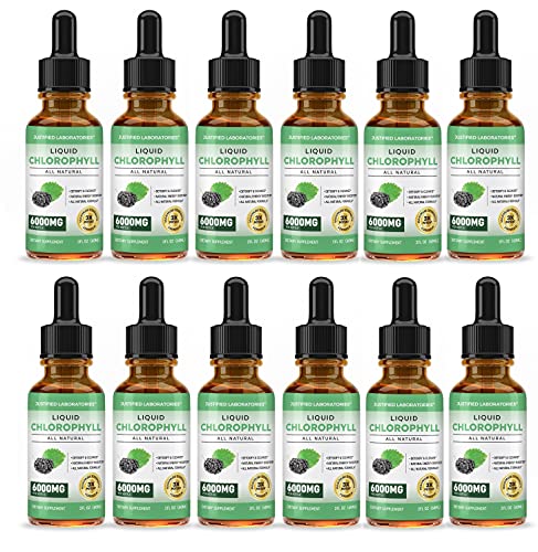 (10 Pack) Liquid Chlorophyll Drops Maximum Strength 6000MG Concentrate Packed Antioxidants Minerals and Vitamins 120 Servings Per Bottle