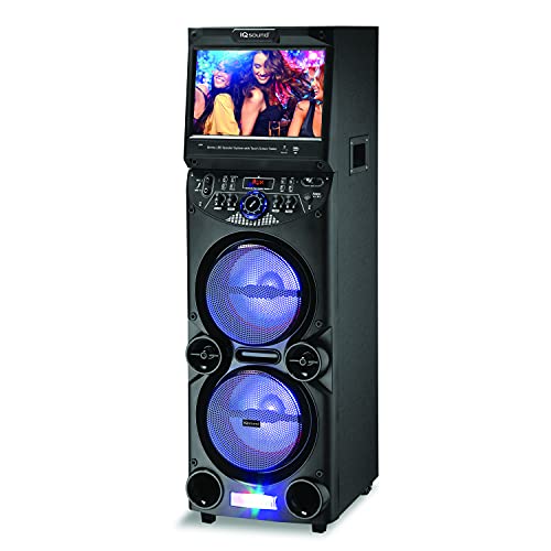 Supersonic IQ-5910DJBT Karaoke Machine with 14″ Touchscreen, Bluetooth, WiFi connectivity and 10″ LED Lighted Speakers 800W Peak Power