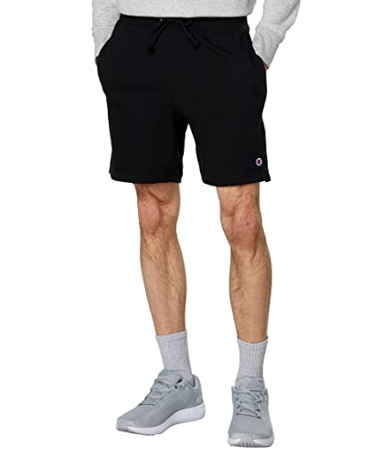 Champion Men’s Jersey Gym, 100% Cotton Athletic, Sports Shorts, 7″ & 9″, Black with Taglet, Medium