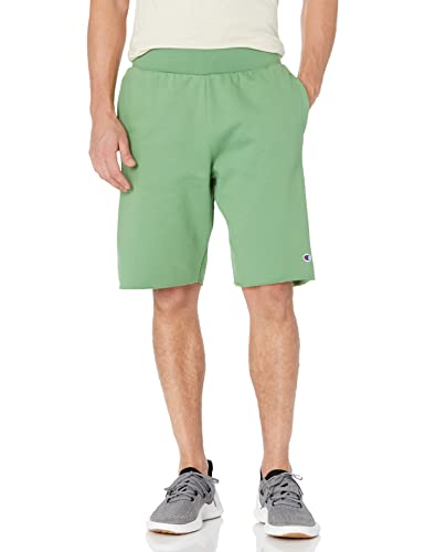 Champion Men’s Reverse Weave, Fleece Cut, Knee-Length Shorts, 10″, Native Fern Green, Large