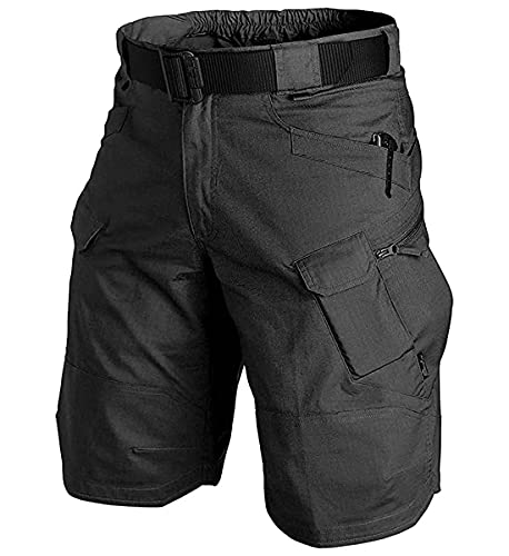 YAXHWIV Mens Tactical Shorts 11″ Waterproof Hiking Fishing Breathable Quick Dry Cargo Short Shorts Regular(NO Belt) Black