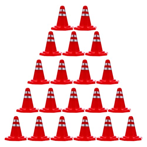 Toddmomy 50pcs Miniature Traffic Safety Cones with Reflective Collars Unbreakable PVC Orange Construction Cones for Micro Landscape Sand Table Toy