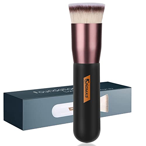 Flat Top Foundation Brush, Premium Kabuki Makeup Brush for Liquid, Blending, Cream, Powder,Blush Buffing Stippling Face Makeup Tools (Black, A (Flat Top))