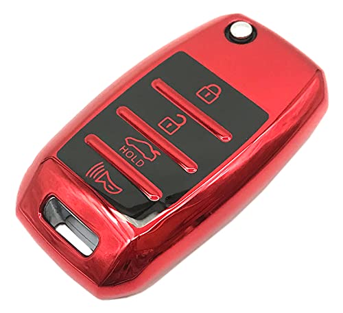 Key Fob Cover Fit for Kia Rio Optima Soul Sportage Sorento Carens TPU Remote Holder Skin Protector Jacket Keyless Entry Sleeve Accessories (Red)
