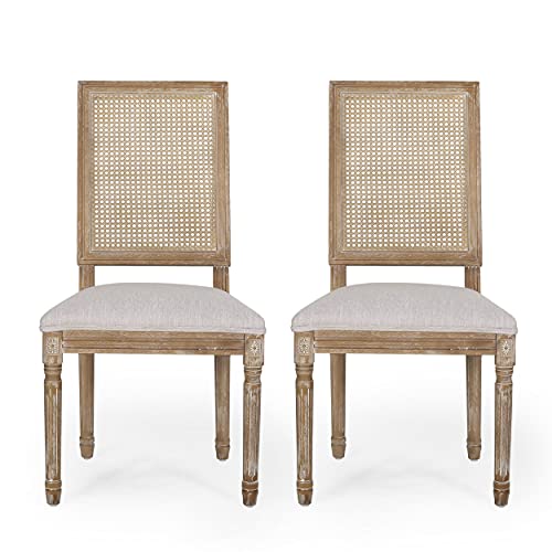 Christopher Knight Home Regina Dining Chair, Wood, Light Gray + Natural