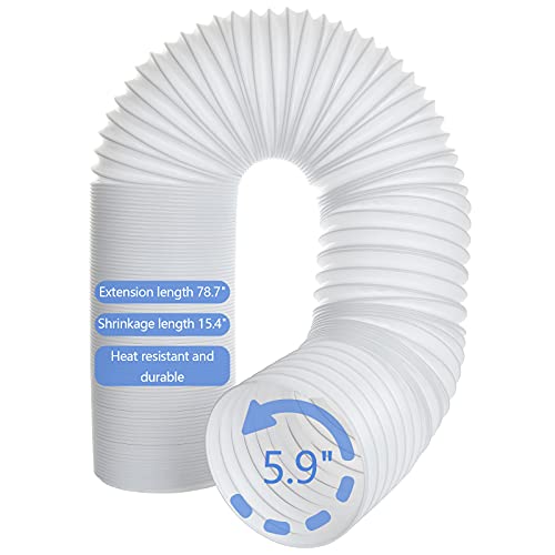 5.9 Inch Air Conditioner Exhaust Hose Anti-Clockwise Thread Portable AC Hose With 80″ Length Universal AC Exhaust Hose Flexible AC Vent Hose for Lg Haier Dual Delonghi Amana Whynter