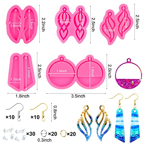 Mity rain 95pcs Resin Jewelry Molds Kit, 5 Pairs Earring Silicone Molds Epoxy Casting Molds with Hole, Sets of Earring Hooks, Jump Ring, Eye Pins for Resin Jewelry, Pendant, Key Chains | The Storepaperoomates Retail Market - Fast Affordable Shopping