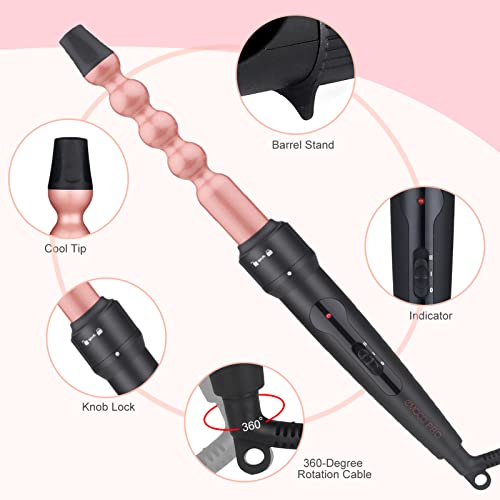 5 in 1 Curling Wand Set – EMOCCI PRO Hair Waver Iron Curler with 5 Interchangeable Ceramic Tourmaline Barrels Heat Resistant Glove Dual Voltage for All Curly and Wavy Hairstyle | The Storepaperoomates Retail Market - Fast Affordable Shopping