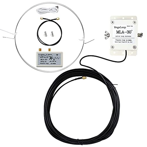 MLA-30+ Loop Antenna,0.5-30MHz Active Receiving Antenna,MLA-30 Plus Loop Antenna for HA SDR Short Medium Wave Radio,with 10m Feeder,Built-in Low Noise Amplifier,for Rooftop,Balcony