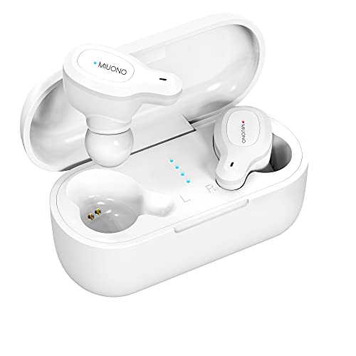MIUONO Wireless Ear Buds, T1 Bluetooth Earbuds with Microphone, Type-C Charging Case Stereo Enhanced Deep Bass TWS Earphones for Sport