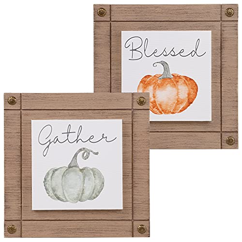 Adroiteet Thanksgiving Decorations Set of 2 Wooden Tabletop Sign, Fall Autumn Pumpkin Frames Centerpieces for Home Kitchen Tiered Tray Decor | The Storepaperoomates Retail Market - Fast Affordable Shopping