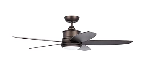 Luminance Ceiling Fan with Lights and Remote Control 52 Inch Indoor Fixture with Integrated Dimmable LED Contemporary 5 Blade Design with Downrod Mount, Oil Rubbed Bronze