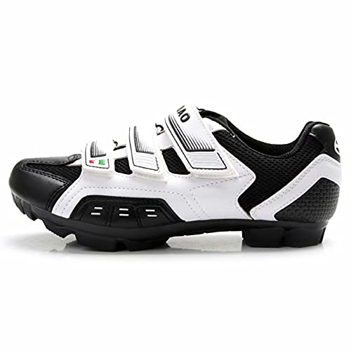Cycling Shoes Mountain Bike Shoes – Breathable Cleat Compatible Outdoor Sport Bicycle Shoes with SPD Cleats Suitable for Outdoor Cycling Black and White