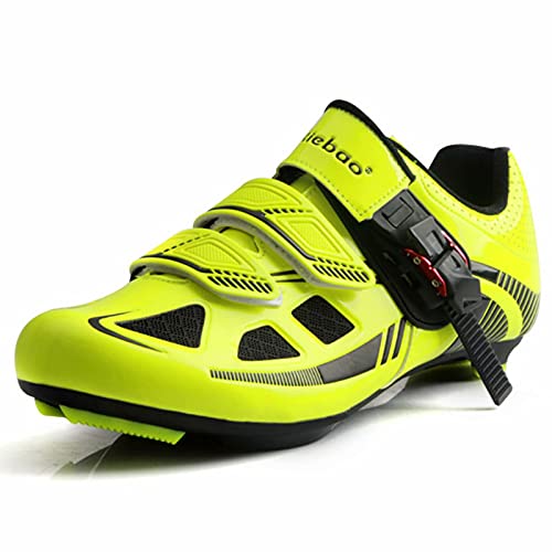 JRYⓇ Cycling Shoes – Professional Road Cycling Riding Shoes with SPD Cleats Self-Locking Professional Racing Road Bike Shoes Suitable for Outdoor Cycling Yellow