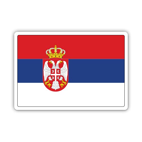 Squiddy Serbia Flag Serbian Country Pride – Vinyl Sticker Decal for Phone, Laptop, Water Bottle (3″ Wide)