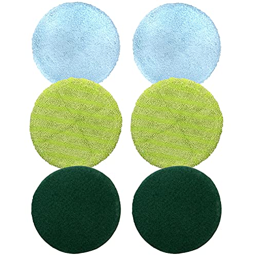 Floor Police Reusable Replacement Mop Heads, Mop Head Replacement for Use with The As Seen On TV Motorized Spin Mop, Includes Microfiber Floor Mop Pads, Scrubber Pads and Polishing Pads, 6 Pads,