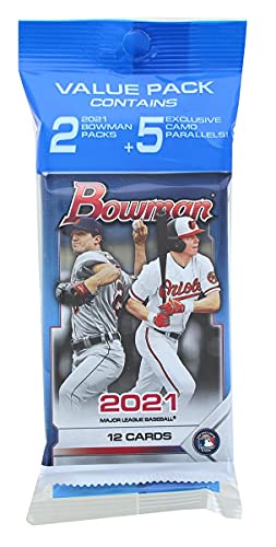 2021 Bowman MLB Baseball VALUE pack (TWO 12-card packs & ONE exclusive 5-card parallel pack)