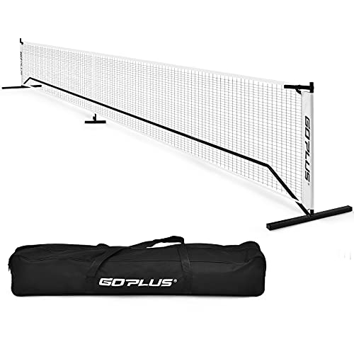 Goplus Portable Pickleball Net System, 22 FT Regulation Size Net W/ Steel Frame, an 600D Oxford Fabric Carry Bag, Quick Set, All-Weather-Condition Pickleball Net for Indoor and Outdoor