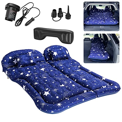 YEPLINS SUV Air Mattress Camping Bed Cushion Pillow, Inflatable Car Bed Mattress for SUV, Portable Bed Mattress Car Air Bed Back Seat (Starry Blue)