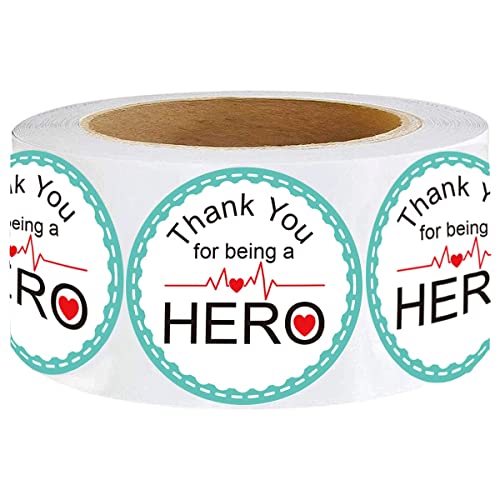 wootile Healthcare Heroes Sticekrs Thank You Labels 1.5 Inch – 500 Pcs for Being A Hero Nurse Workers Appreciation Themed Gratitude Sticker Cards, Envelopes, Package Sealing,And Gift Bags, Green
