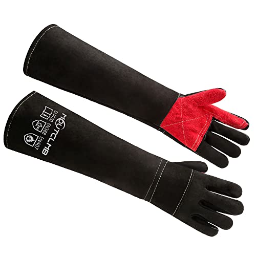 23.6 Inches 662℉ Leather Heat/Fire Resistant Welding Gloves with Kevlar Stitching,Perfect for BBQ,Oven,Grill,Fireplace,Tig,Mig,Baking,Furnace,Stove,Pot,Holder,Animal Handling Gloves-Black.