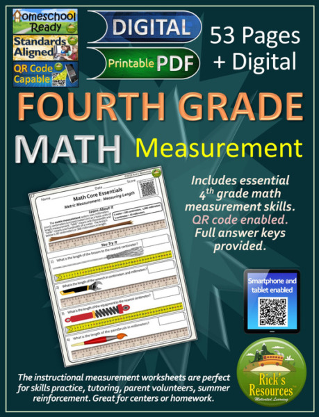 4th Grade Math Measurement Worksheets Print and Digital Versions