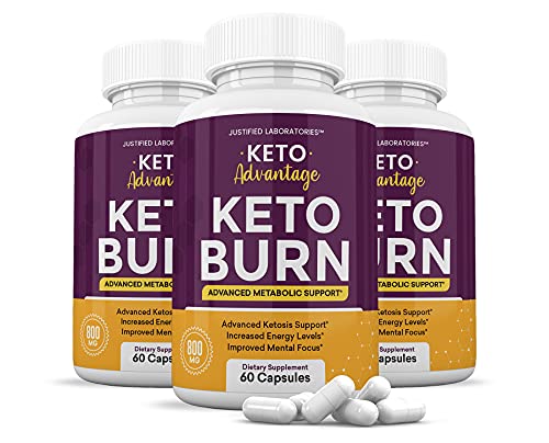 (3 Pack) Keto Advantage Keto Burn Pills Includes Apple Cider Vinegar goBHB Exogenous Ketones Advanced Ketogenic Supplement Ketosis Support for Men Women 180 Capsules
