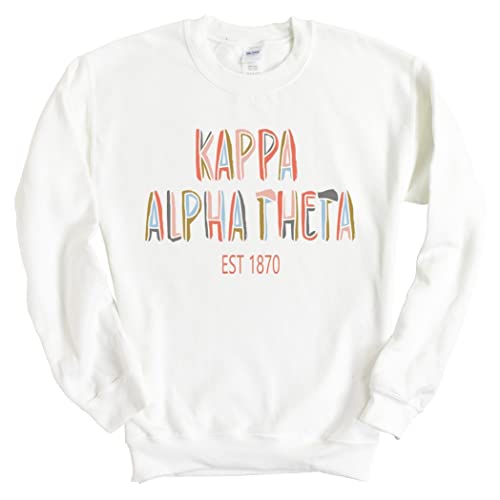 Kappa Alpha Theta Sweatshirt – Theta Cooper Crewneck Sweatshirt- Sorority Big Little Gift Idea White
