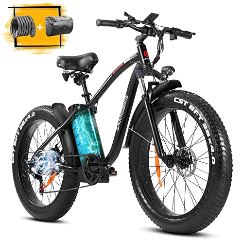 SAMEBIKE 750W Electric Bike 4.0 Fat Tire Bike with 48V/15AH Battery, Electric Bike for Adults with 3A Fast Charger, Suspension Fork, Shimano 7 Speed Electric Mountain Bike & Mechanical Disc Brake