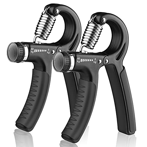 Grip Strength Trainer 2 Pack, Hand Grip Exerciser Strengthener with Adjustable Resistance 11-132 Lbs (5-60kg), Forearm Strengthener, Hand Exerciser for Muscle Building and Injury Recover