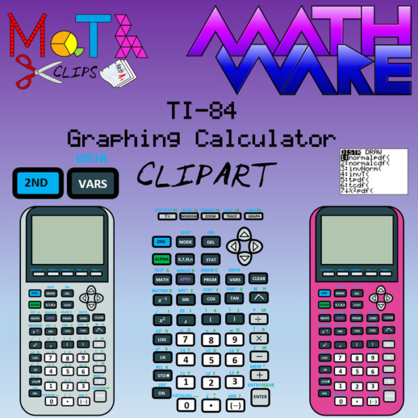 TI-84 Graphing Calculator and Calculator Keys Clip Art