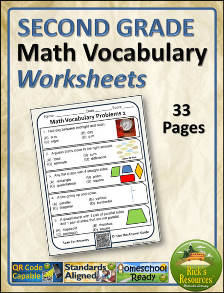 Math Vocabulary Worksheets 2nd Grade