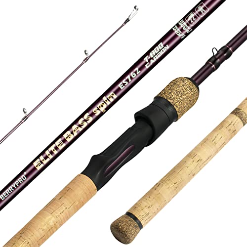 Berrypro Bass Spinning Rod & Baitcasting Rod 30 Ton Full Carbon Bass Fishing Rod (6′-Spinning-MH-2pc)