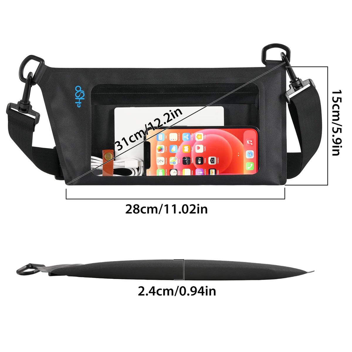 HeySplash Waterproof Fanny Pack Pouch, Touchable Screen Phone Pouch with Adjustable Strap, Keep Your Phone & Valuables Safe and Dry, Chest Bag for Swimming Boating Kayaking Beach, Black | The Storepaperoomates Retail Market - Fast Affordable Shopping