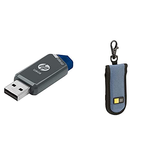 HP 128GB x900w USB 3.0 Flash Drive & Case Logic JDS-2 USB Drive Shuttle 2-Capacity (Black/Blue)