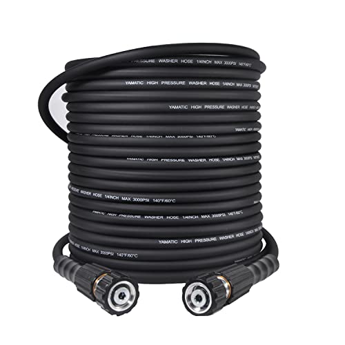 YAMATIC Extra Flexible Pressure Washer Hose 50 FT X 1/4″, Universal Electric Replacement Hose With M22-14mm & 15mm Fittings Compatible With Sun Joe, Craftsman, Greenworks, Ryobi, Troy Bilt, 3000 PSI