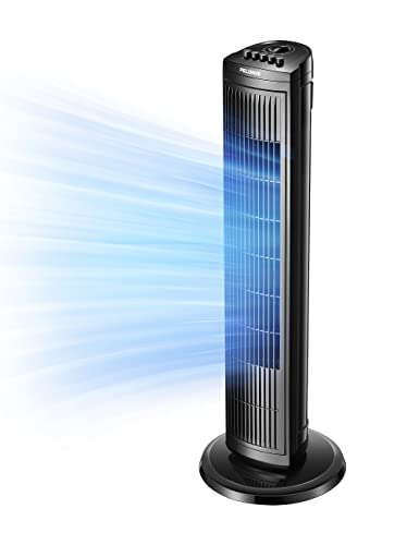 PELONIS 30 Inch Oscillating Tower Fan with 3 Speed Settings and Auto-off Timer, Standing Fan PFT28A2BBB, Black