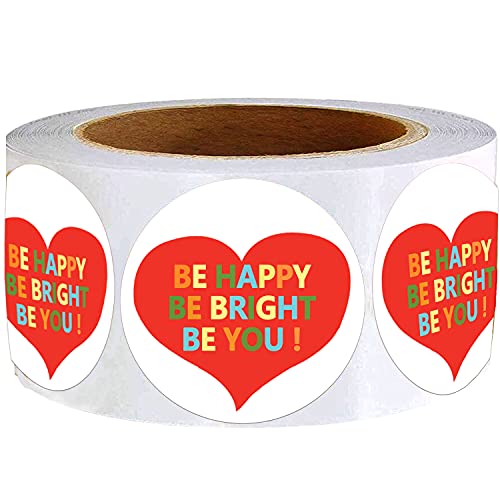 Top label Be Bright Motivational Saying Stickers,Be Happy Be You Inspirational Sealing,Encouraging Self-Adhesive Label for Phone, Scrapbook,Laptops,Water Bottle,Gift,1.5 Inch,500 Pcs Per Pack.