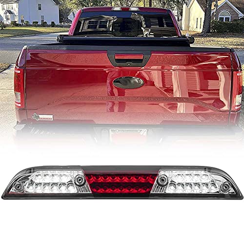 Clear Lens Red/white LED 3rd Third Brake Light for 2017-2021 Ford F-250 F-350 F-450 Super Duty with Strobe Feature Cargo/ reverse lamp OEM High Mount Brake Lamp