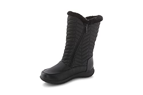totes Women’s Winter, Rain & Snow Boots Insulated Warm Fur-Lined, Tall Mid-Calf Height, Chevron Black, 6
