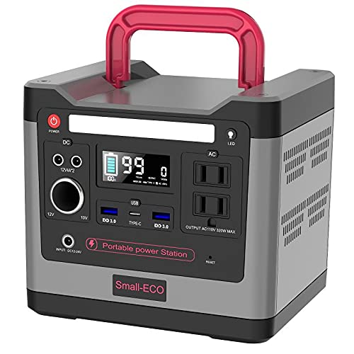 Small-ECO Portable Power Station – 298Wh Solar Generator Backup LiFePO4 Battery 110V/320W Pure Sine Wave AC Outlet for Outdoors Camping Travel Family Hunting Emergency