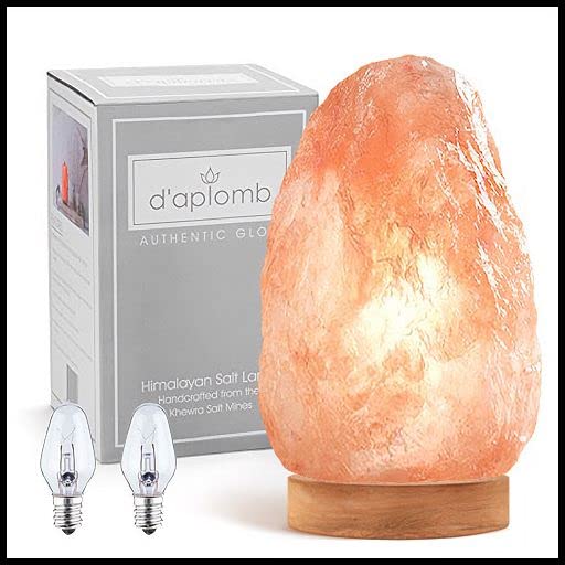 d’aplomb 100% Authentic Natural Himalayan Salt Lamp; Large Hand Carved Natural Chunk Pink Crystal Rock Salt from Himalayan Mountains; Dimmer Cord; 12 lbs