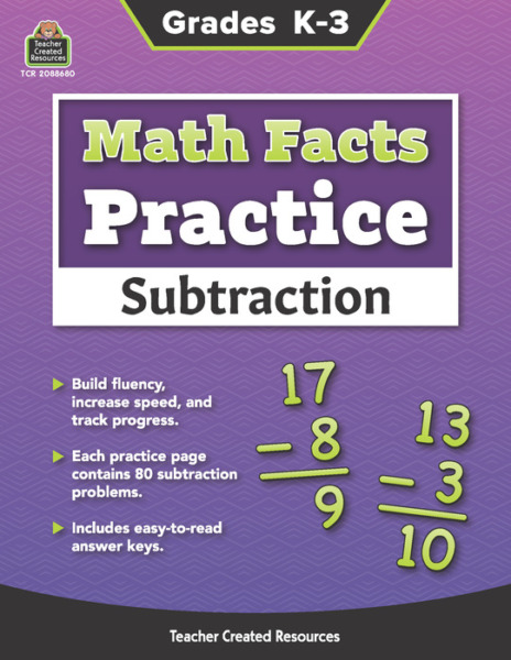 Math Facts Practice: Subtraction – Grades K-3
