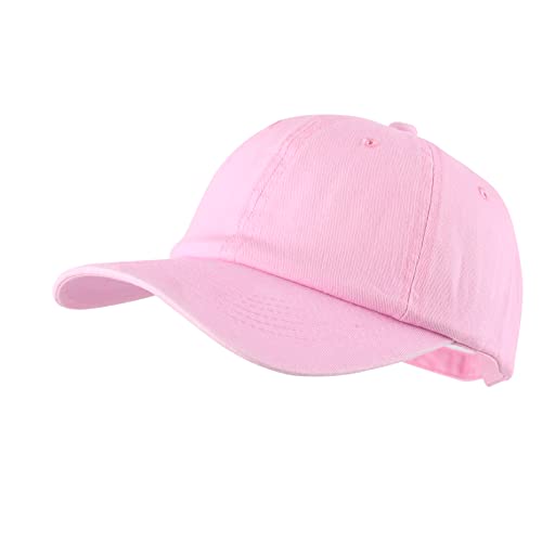 LANGZHEN Baseball Dad Cap 100% Cotton Fits Men Women Classic Adjustable Plain Hat(Pale Pink)
