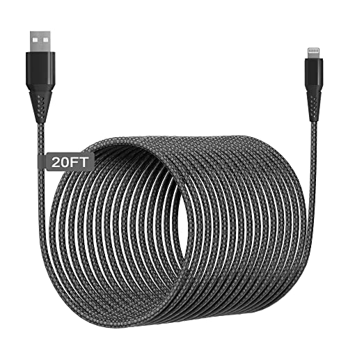 iPhone Charger 20FT/6M [Apple MFi Certified] Lightning Cable Extra Long iPhone Charging Cord Nylon Braided Fast Apple Charger Cable 2.4A for iPhone 12 11 Pro X XS Max XR/8 Plus/7 Plus/6/6s Plus