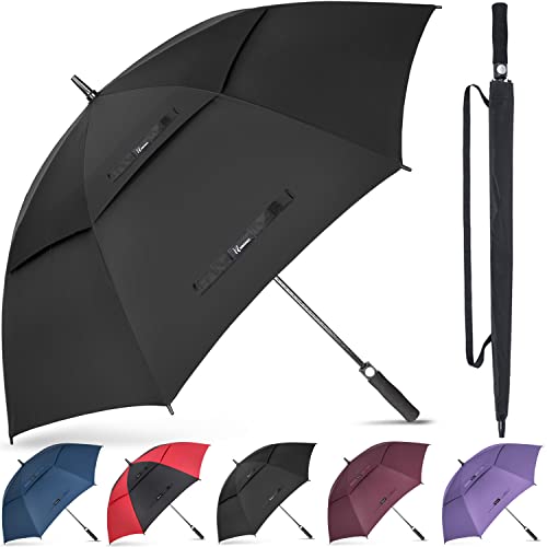 NINEMAX Large Golf Umbrella Windproof 62 Inch Extra Large, Automatic Open Double Canopy Vented Oversized Adult Umbrella for Rain and Wind
