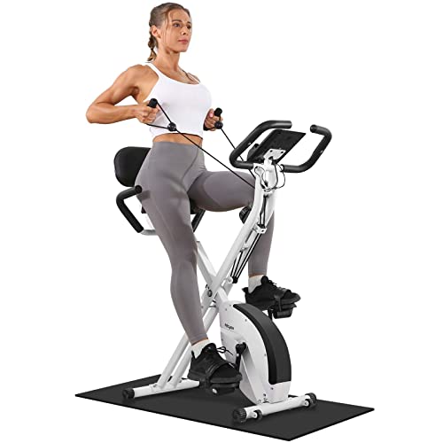 Micyox MX-600 Exercise Bike, Magnetic Foldable Indoor Cycling Bike with LCD Display and Heart Rate Sensor Home Workout Bike with Resistance Bands Space-saving Fitness Exercise Equipment